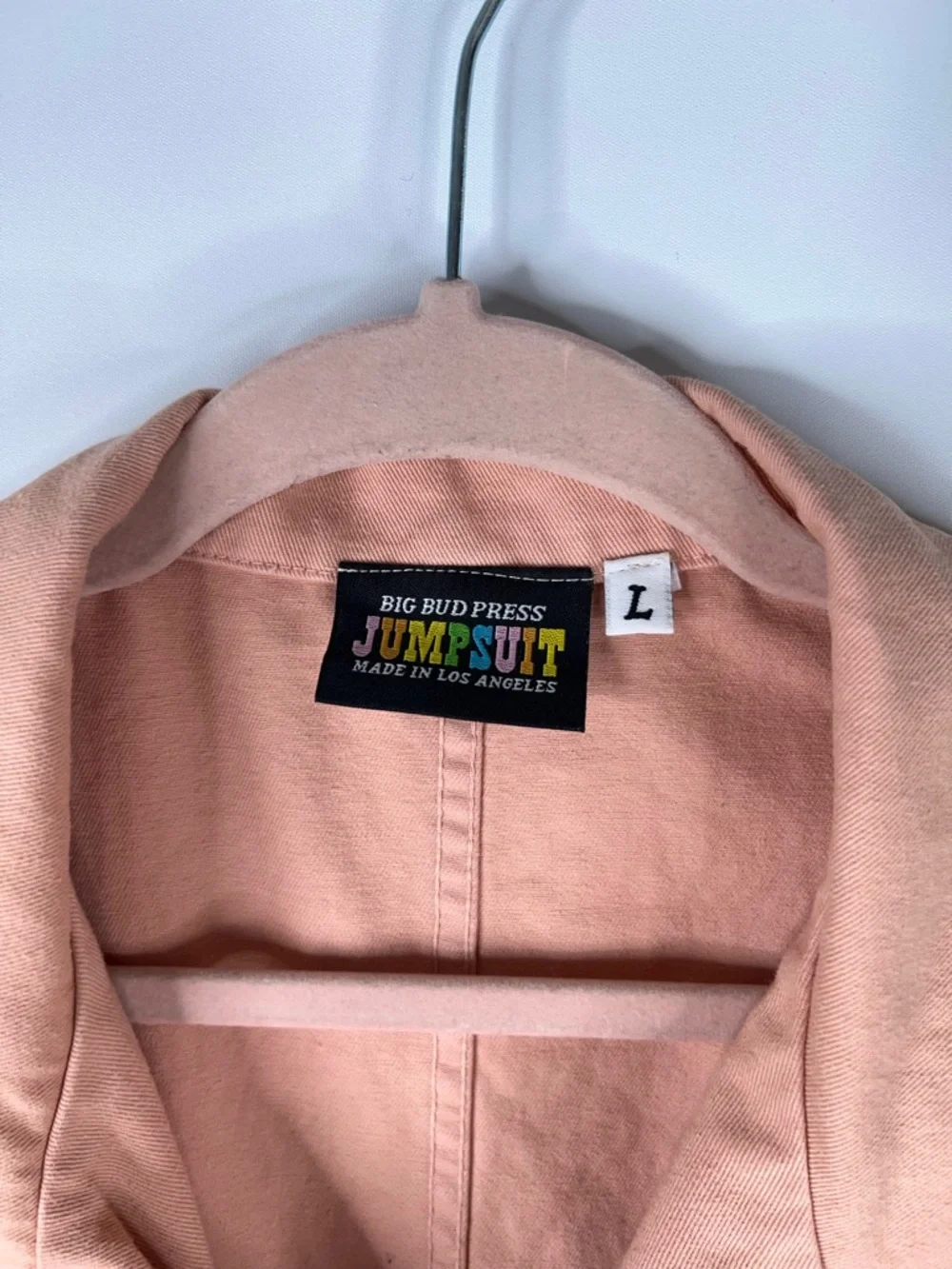 Big Bud Press Peach Short Sleeve Jumpsuit Cotton Twill Utility Size Large - Picture 9 of 15